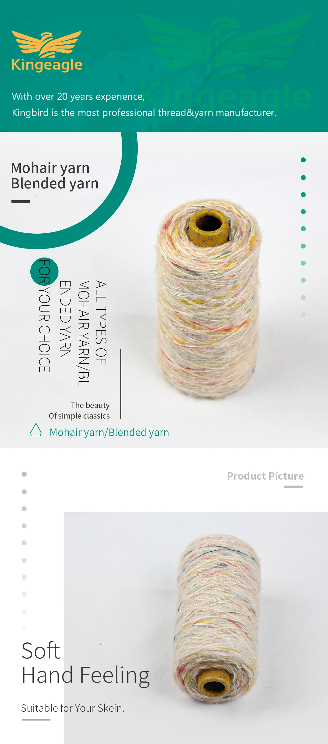 Kingeagle Wool Mohair Yarn for Knitting and Crochet 5.5nm