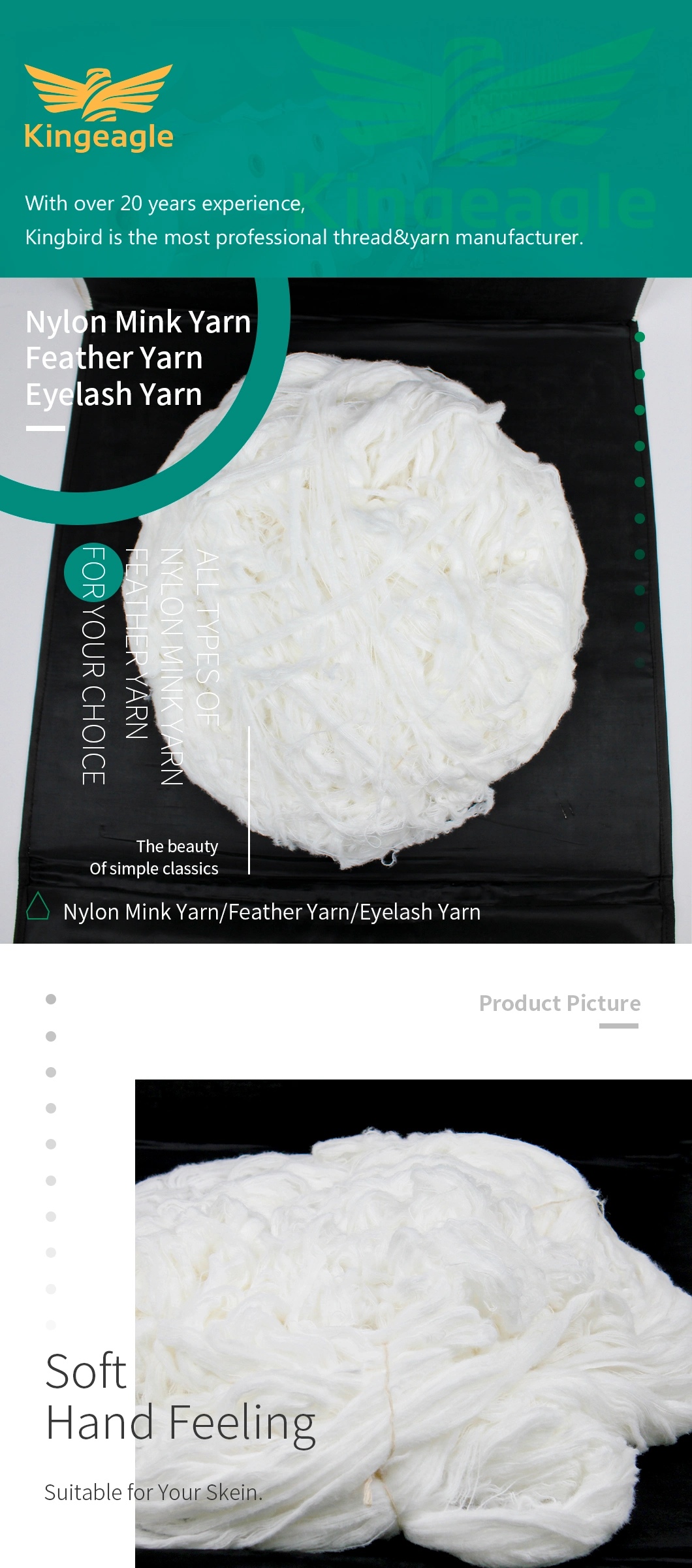 Kingeagle 2022 Professional Supplier New Style Mink Matt 100% Nylon Feather Fancy Knitting Yarn