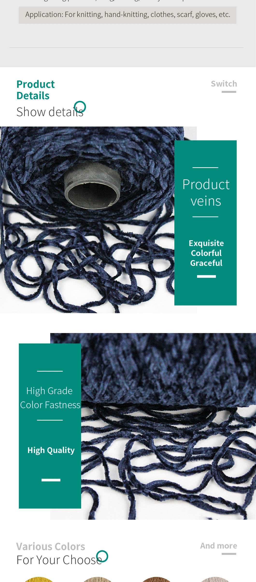 Kingeagle 4.5nm Polyester Chenille Fancy Yarn for Knitting Weaving