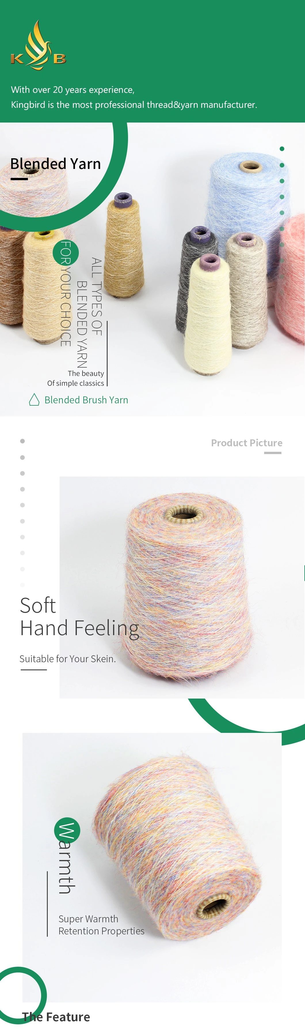 Soft Feeling Dope Dyed Brush Blended Yarn for Sweater